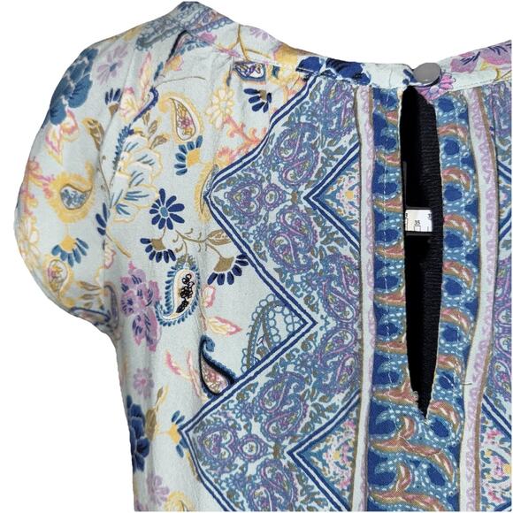 Nostalgia Dress Womens Medium Blue Pink Floral Flowers Boho Peasant Y2K Vintage - Picture 4 of 6